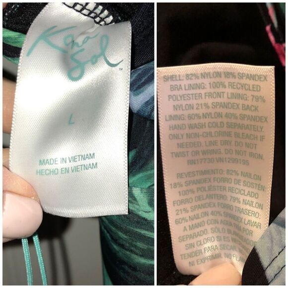 KONA SOL - NWT - L Sz Lg Full Coverage Tummy Control Tie-Front 1-Piece/Tropical - Picture 12 of 15